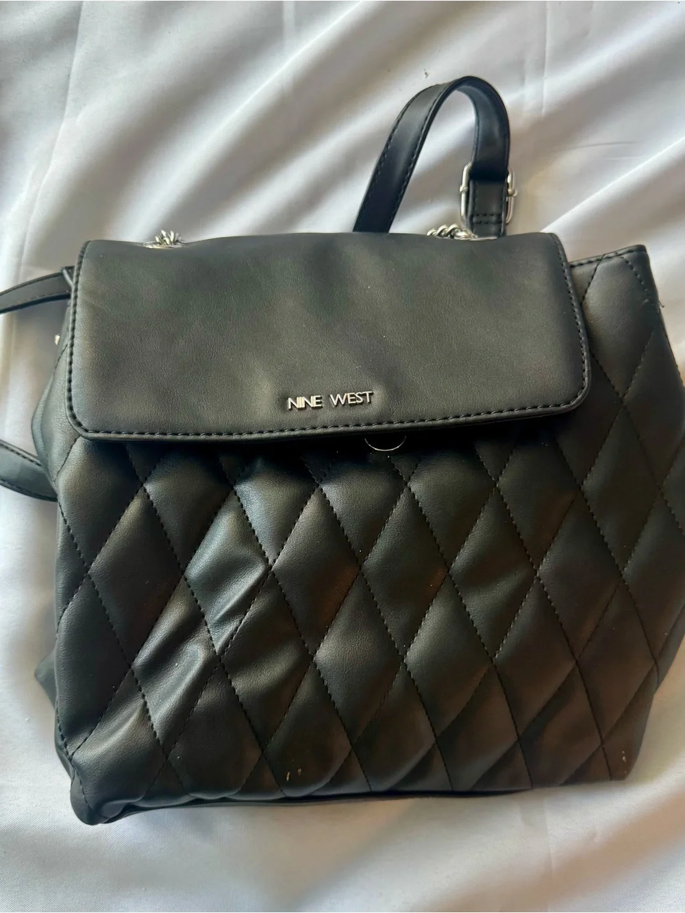 Nine West Black Quilted Backpack